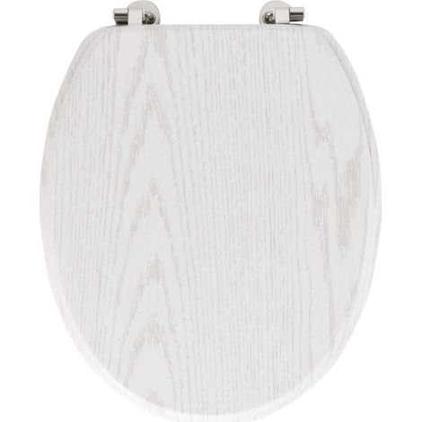 Abattant WC Effet Bois "Strata" 46cm Blanc (1/5)