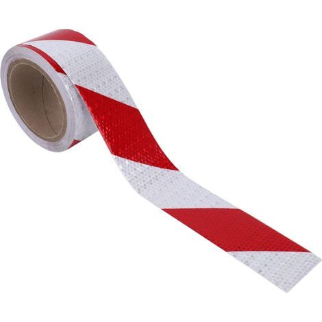 Pièces 10m x 5cm Ruban Autocollants Bande Reflechissante Couleur Rouge + Blanc (1/2)
