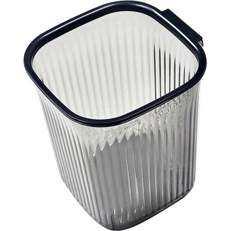 Poubelle transparente rayée épaissie grande capacité carrée en plastique poubelle pour chambre salon noir (1/5)