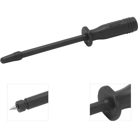 J.30016 Kurze runde Prüfspitze mit 4 mm Lochsonde und Drahtlochsonde, Standardstecker, 2 Stück zusammen verkauft, schwarz. (1/5)