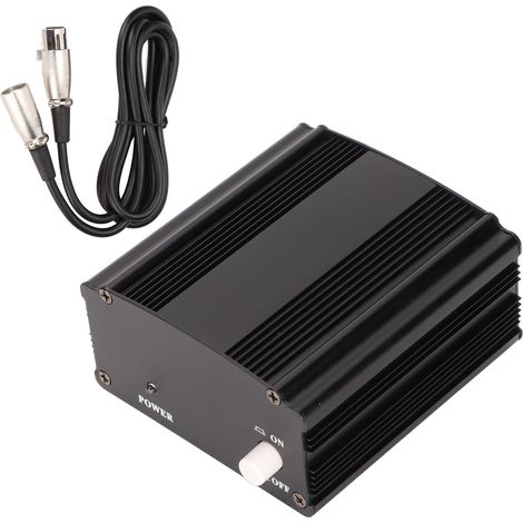 Alimentation Fantôme 48V Professionnelle pour Microphone avec Câble XLR 3 Broches - Alimentation Secteur 220V EU