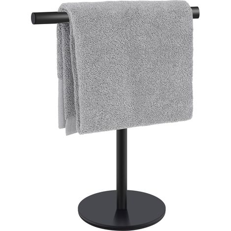 Porte-serviettes minimaliste en forme de T, acier inoxydable SUS304 noir mat pour salle de bain/cuisine (1/5)