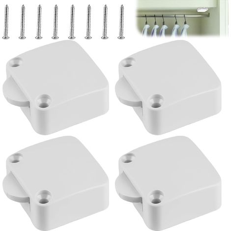 Lot de 4 interrupteurs de porte d'armoire - 2 A 250 V - Interrupteurs mécaniques automatiques à bouton poussoir - Blanc (1/5)