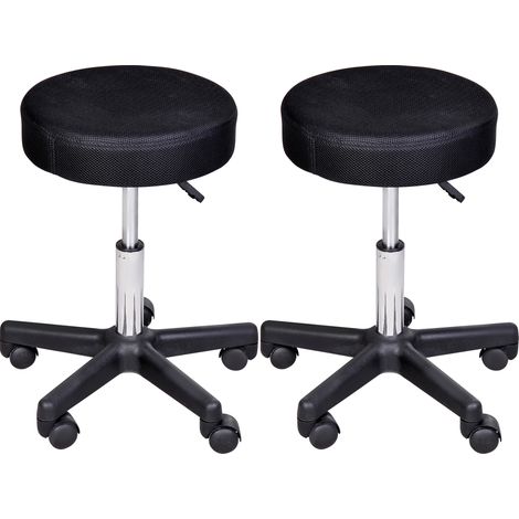 Lot de 2 tabourets de massage - HOMCOM - Tissu en maille - 48x48x54cm - Noir (1/5)