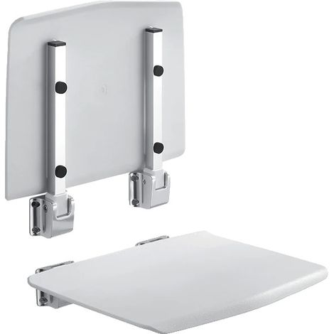 Chaise de Salle de Bain, Design Pliable, Haute Capacité de Charge, blanc ivoire (1/2)