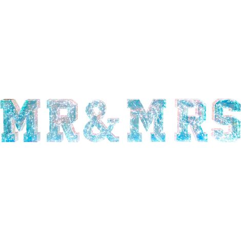 Décoration à LED Lettres Mr and Mrs Multicolores Irisées par USB 120 x 25 cm Accessoire Pollux (1/5)