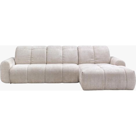 ELIOS Canapé d'angle convertible avec coffre en tissu beige - Angle droit (1/5)