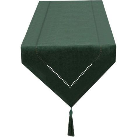 Dark Green Linen Table Runner 32 x 180cm, High-Quality Plain Table Runner, Modern, Easy-Care for Dining Table (1/5)