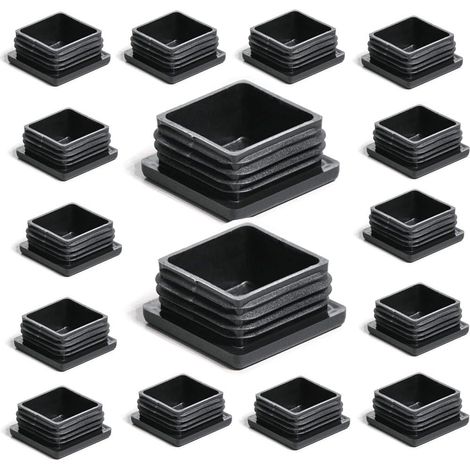 Lot de 16 bouchons à lamelles carrés pour tubes carrés de 40 x 40 mm - Capuchons de protection - En plastique (1/5)