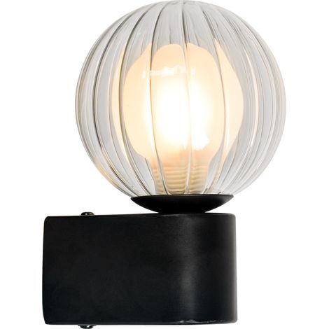 Applique salle de bain noire mat globe verre G9 IP44 (1/3)