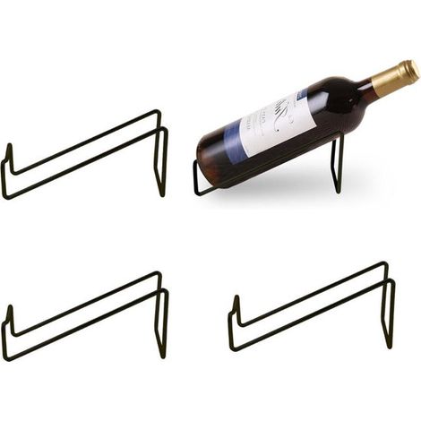 Botellero, 4 piezas, Botellero, Botellero de pie, Armario para vinos, Mueble bar, Exhibidor de vino, Botellero para 4 botellas, bares, Negro (1/5)