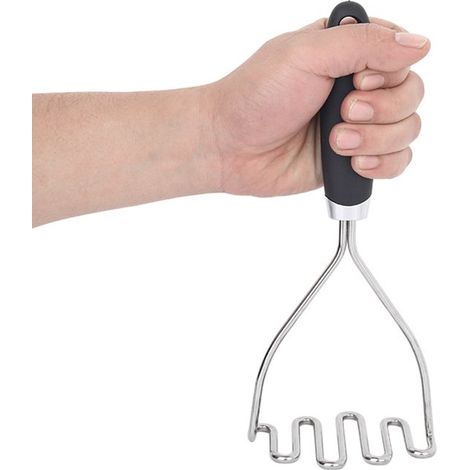 Schiacciapatate in 2 pezzi, grande, robusto, in acciaio inox, aiuto in cucina, schiacciapatate professionale in filo metallico per fagioli, avocado e verdure, 25 cm, s (1/5)