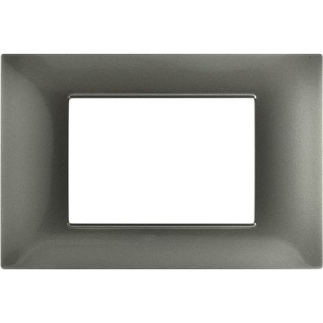 Placchetta per interruttore in metallo a 3 posti grigio scuro cassetta 503 compatibile con vimar plana supporto cover (1/2)