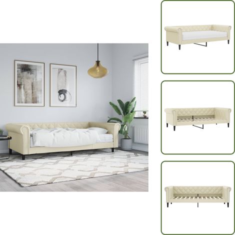 Matelas - vidaXL Lit de jour avec matelas crème 90x200 cm similicuir - Canapé de jour (1/5)