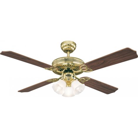 Ceiling fan Monarch Trio Brass 132cm / 52" with lights