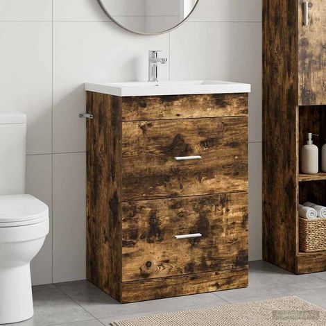 Gabinete de baño debajo del lavabo Roble Ahumado