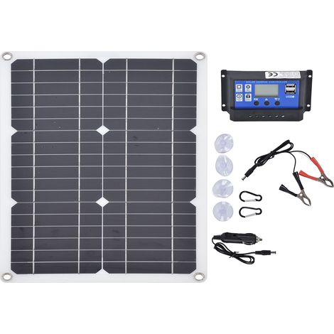 Panneau Solaire Monocristallin 20W Portable avec Double Port USB 30A, Chargeur Solaire Polyvalent pour Extérieur (1/5)