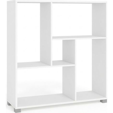 Libreria Scaffale 5 Ripiani Mobile Soggiorno Legno 80x24x83.5 cm bianco