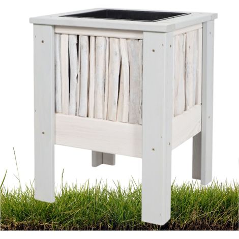 Vaso da giardino quadrato bianco per balcone con inserto in plastica 40x41x53 cm (1/5)