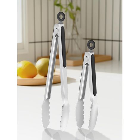 Pinces Cuisine - Lot de 2 - Acier Inoxydable - Mécanisme Verrouillage - Barbecue et Cuisson - 22,9 cm et 30,5 cm (1/5)