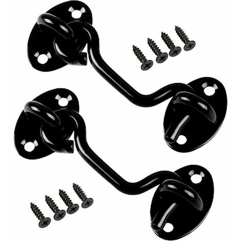 (Schwarzer) Türhaken – Edelstahl – 2 Stück – Schwarz – 7,6 cm – Für Fenster und Türen (1/5)