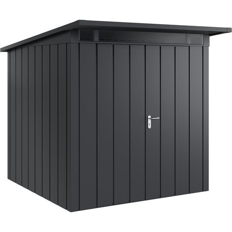 Hörmann Metall-Gerätehaus "Juno" mit Pultdach, JPD5 - Modern, 214 x 214 cm (B x T), anthrazit, 2-flüglige Tür (1/5)