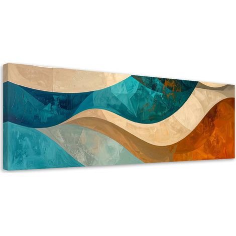 Impresión de Imagen, Formas abstractas beige turquesa, 90x30 (1/5)