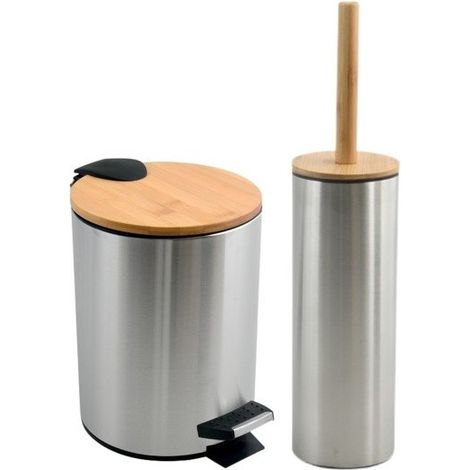 Juego de papelera con pedal y escobilla de baño de acero inoxidable de 5 l ADONIS Spirella