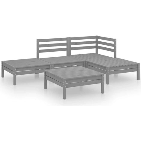 Maison Exclusive - 5-tlg. Garten-Lounge-Set Massivholz Kiefer Gra (1/5)