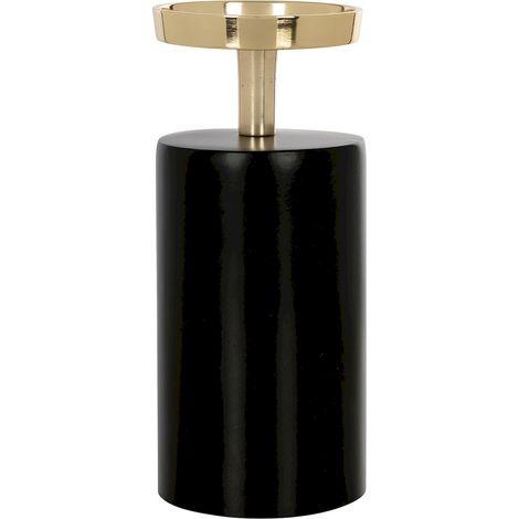 Porte-bougie Caya petit noir doré - Noir mat avec finitions dorées (1/5)