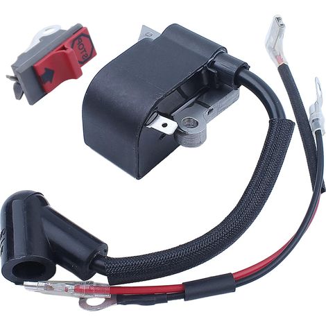 Bobine d'allumage pour Husqvarna 136 137 141 23 235 240 26 36 pour tronçonneuse 545199901, bobine d'allumage, fil, interrupteur marche-arrêt (1/5)