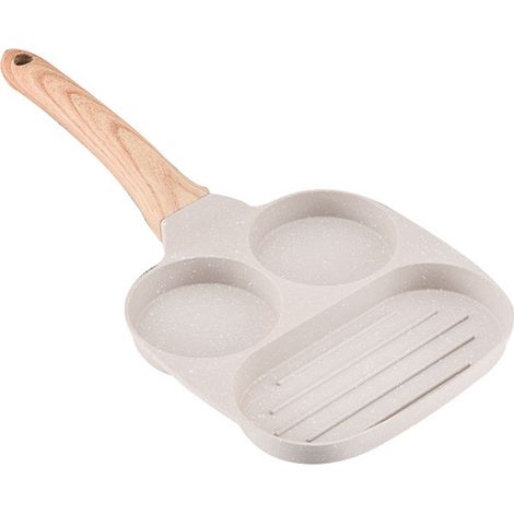 Poêle à Pancakes Antiadhésive 3 en 1 en Alliage d'Aluminium pour Cuisson des Œufs et Bacon, Compatible avec les Plaques à Gaz (1/5)