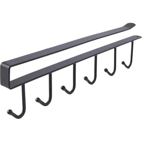 Générique Étagère de rangement à 6 crochets, sous étagères suspendues, porte tasses, porte ustensiles, garde robe cuisine(Black) (1/5)