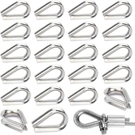 30 Pièces M6 Cosses de Câble Métallique en Acier Inoxydable 304 Cosse Coeur pour Cable Acier pour Câble Métallique 6mm (1/5)