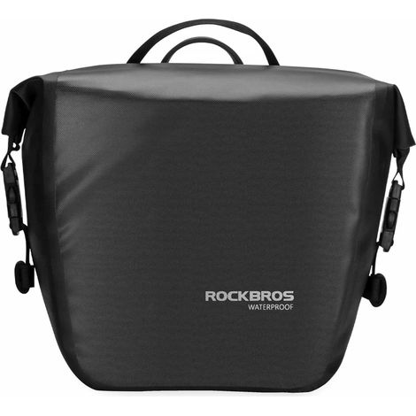 Borsa laterale impermeabile per bicicletta da portapacchi con tracolla, 10-14 l - nera (1/5)