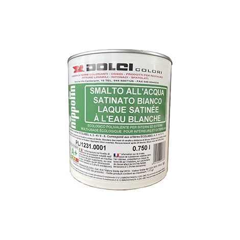 0.75L-blanc-Peinture satinée blanche mur/bois int/ext lessivable (1L/11m2) Dolci