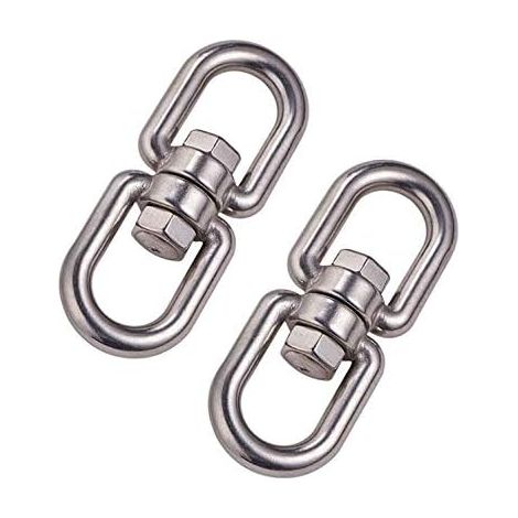 POFET Lot de 2 anneaux pivotants en acier inoxydable M10 304 à double extrémité, crochet œil-œil, anneau pivotant pour suspendre les chaises, la balançoire, la laisse de chien (1/5)