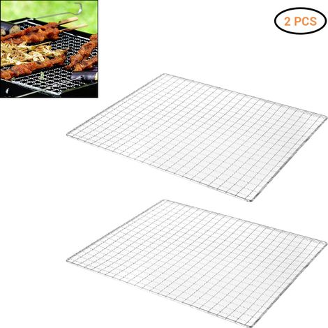 2 Pièces Grilles de Cuisson en Acier Inoxydable Antiadhésives pour Barbecue, Viandes, Légumes et Fruits de Mer