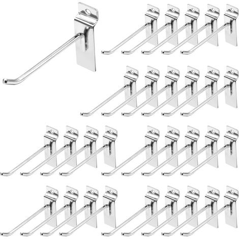 Lot de 30 crochets argentés de 10,2 cm pour panneau à lattes robustes,crochets en métal pour plaque perforée,garage,magasin,vente au détail (1/5)