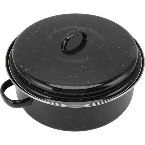 Poêle à Rôtir Noire 28cm Antiadhésive, Idéale pour Légumes Rôtis et Grillades, avec Couvercle en Fonte