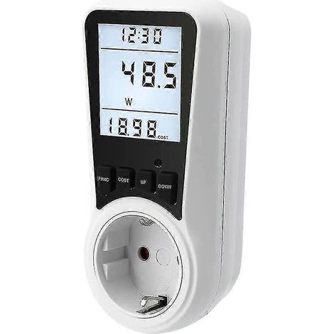 Stromzähler für Steckdose, Leistungsmesser, Energiekostenzähler, Stromkostenzähler, Stromzählersteckdose, Stromverbrauchszähler mit LCD-Bildschirm, 368