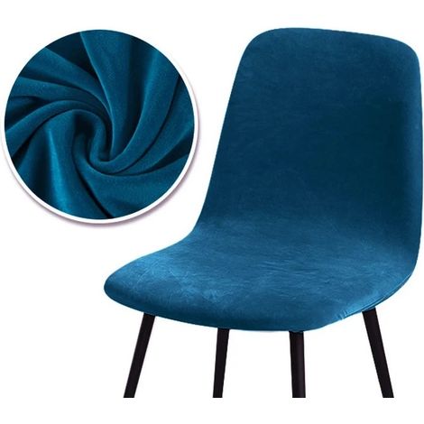 Housse de Chaise Scandinaves Lot de 4 Velours Bleu (1/4)