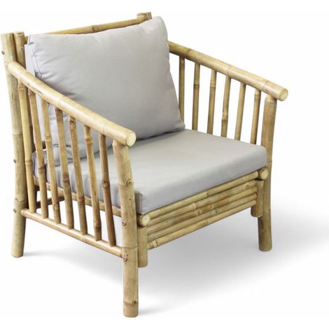 Poltrona in legno bamboo con cuscino 70x70xH80 cm Bronx (1/5)