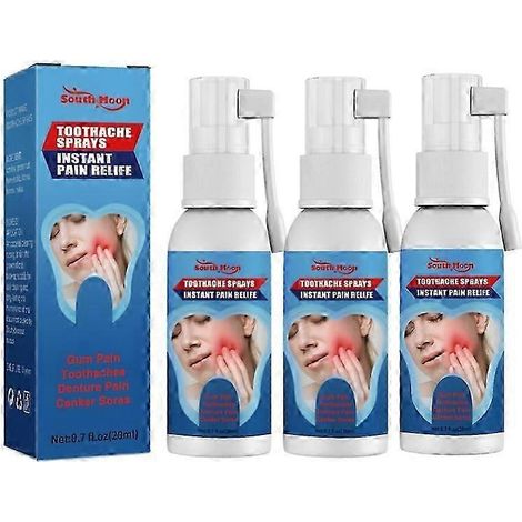 Lot de 3 sprays contre les maux de dents : gencives gonflées, eau à la réglisse, caries, ver, feu. (1/5)