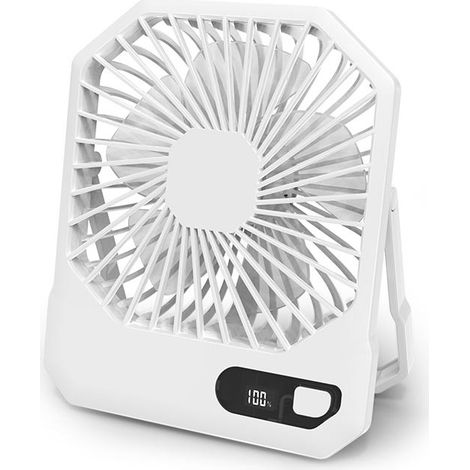 Ventilateur de bureau rechargeable deux mille six cents mAh inclinaison cent quatre vingt degres pliable ultra fin trois vitesses (1/5)