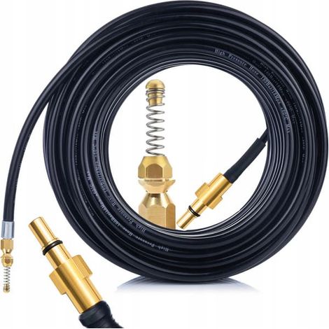Ecleanfy - Tuyau d'évacuation 10 m avec buse à ressort en laiton – 60 °C Pour tuyaux et gouttières Compatible avec Black+Decker, Bosch, Stanley (1/5)