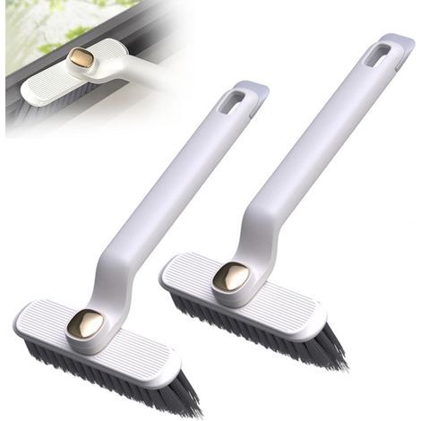Lot de 2 brosses rotatives multifonctions pour le nettoyage des fentes, rotation à 360 degrés, pour la cuisine et la salle de bain (blanc) (1/5)