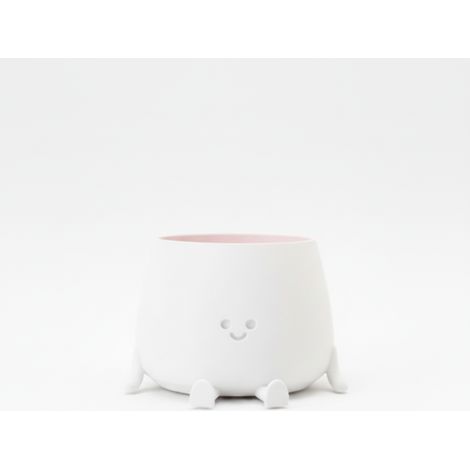 Vaso decorativo con sorriso, bianco, per piante, design moderno