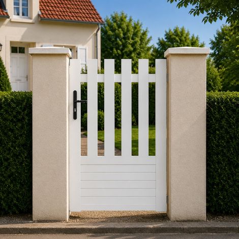 Portillon battant manuel PVC blanc ALENÇON DROIT L 100 x H 145 cm - poignée à gauche
