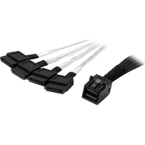 StarTech.com 1m Internal Mini SAS to SATA Cable - SFF-8643 to 4x SATA - SATA- / SAS-Kabel - 4x Mini SAS HD (SFF-8643) (S) bis SATA (S) - 1 m - schwarz & silber (SAS43SAT1M) (1/5)